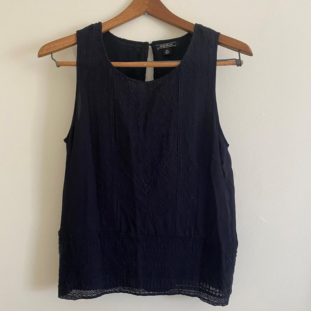 Lucky Brand Black Embroidered Tank - Size XS